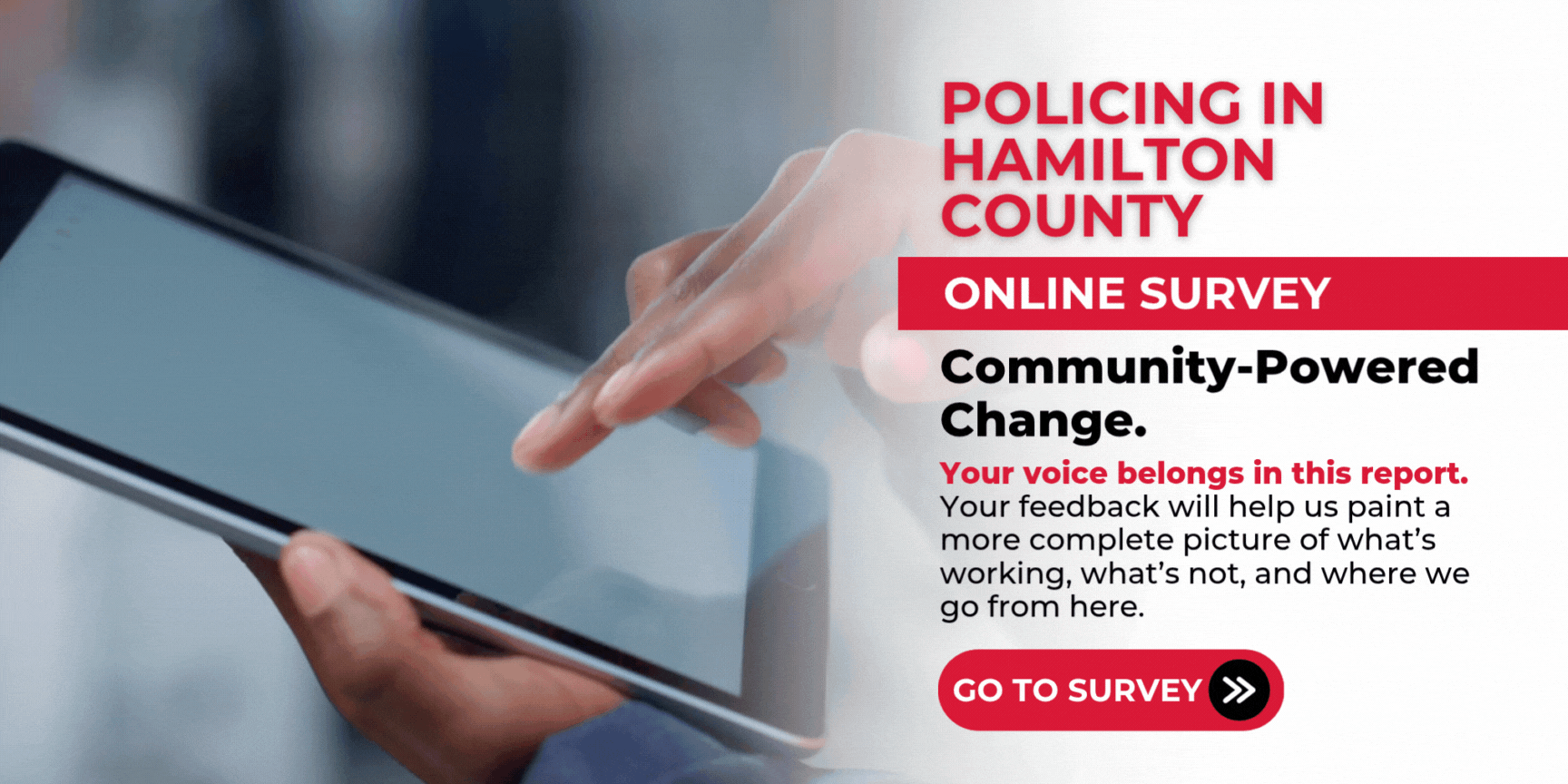 Policing in Hamilton County Community Survey Site Banner