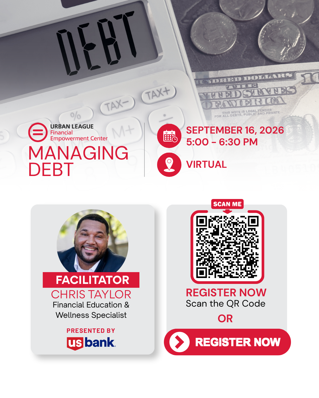 Register for the FEC and US Bank Managing Debt Workshop Website Graphic